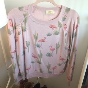 TRENDY Cactus/Flamingo Print Sweatshirst Sz S